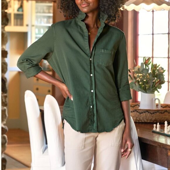 NWT Frank & Eileen green Barry shirt button down top collared XS cotton - Picture 8 of 8